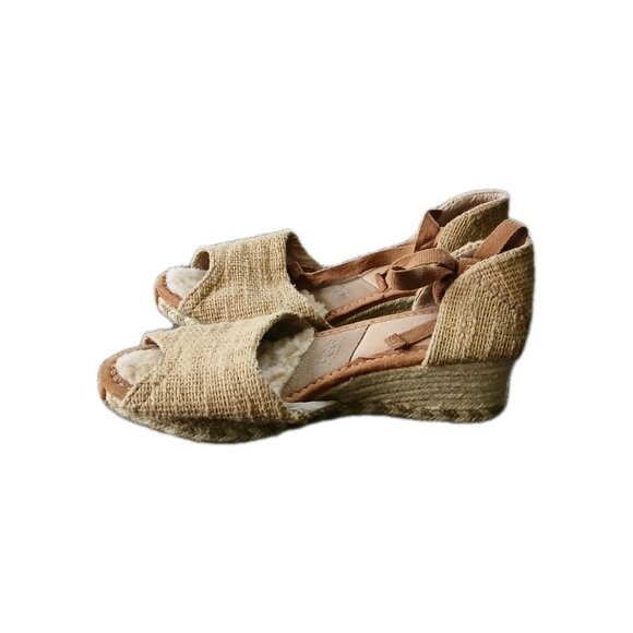 UGG Ankle Strap Wedge Espadrille Jute Platform Sandals Open Toe Womens 9 Boho - Picture 1 of 7